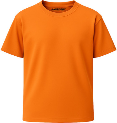 dasbrathers Solid Men Round Neck Reversible Orange T-Shirt