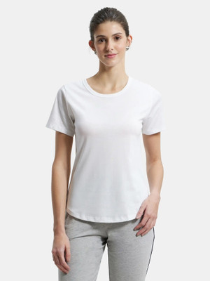 JOCKEY Solid Women Round Neck White T-Shirt