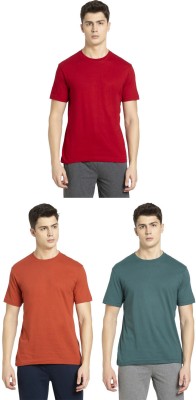 JOCKEY Solid Men Round Neck Orange, Green, Red T-Shirt