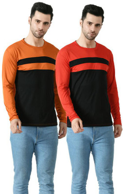 Dam Colorblock Men Round Neck Multicolor T-Shirt