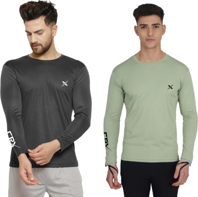 Cruister Solid Men Round Neck Grey, Light Green T-Shirt