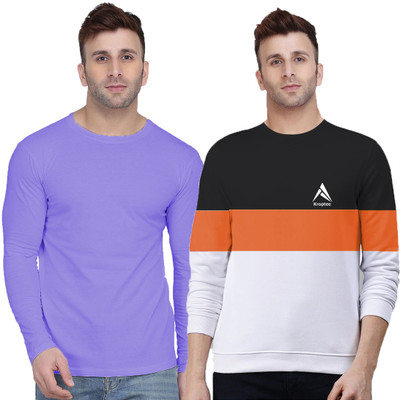Kroptee Colorblock, Solid Men Round Neck Multicolor T-Shirt