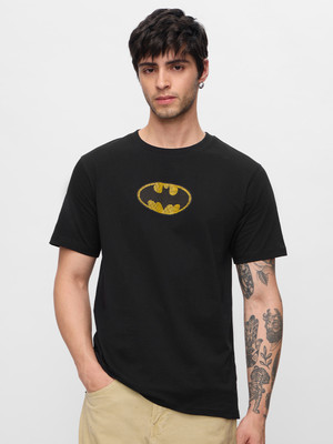 The Souled Store Superhero Men Round Neck Black T-Shirt