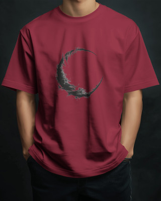 silver moon clothing Printed Men Round Neck Maroon T-Shirt