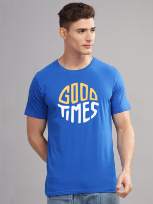 ADRO Printed Men Round Neck Blue T-Shirt