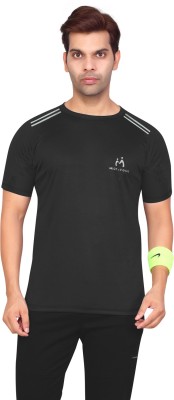 MIST N FOGG Solid Men Round Neck Black T-Shirt