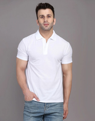Lakshya Fashions Solid Men Polo Neck White T-Shirt