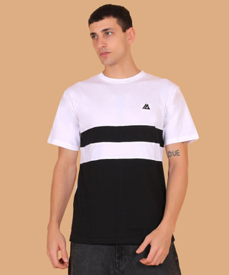 DRIPTHREAD Striped Men Round Neck Black, White T-Shirt