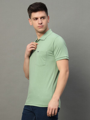 RISS CLOTHING Solid Men Polo Neck Light Green T-Shirt