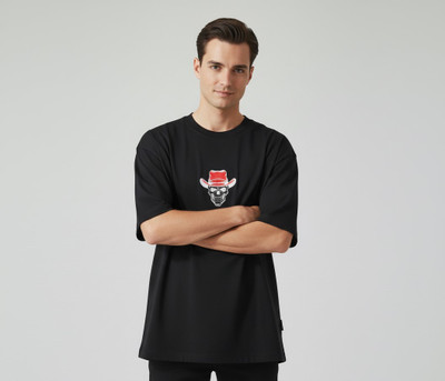 LXRY9 STUDIO Embroidered Men Round Neck Black T-Shirt