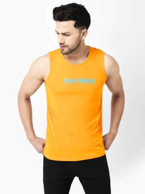 IESHNE LIFESTYLE Typography Men Round Neck Yellow T-Shirt