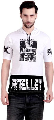 CT Fashion Printed Men Hooded Neck White T-Shirt