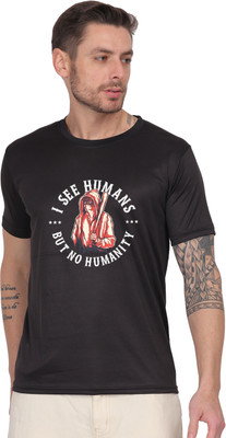 SaurabhEcomX Graphic Print Men Round Neck Black T-Shirt