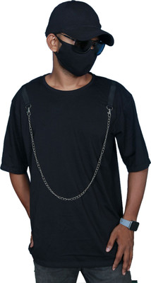 Ajworld Solid Men Round Neck Black T-Shirt