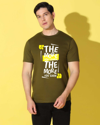 WOOSTRO Graphic Print Men Round Neck Dark Green T-Shirt