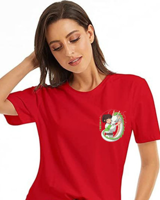 ADDYLIFESTYLE Graphic Print Women Round Neck Red T-Shirt