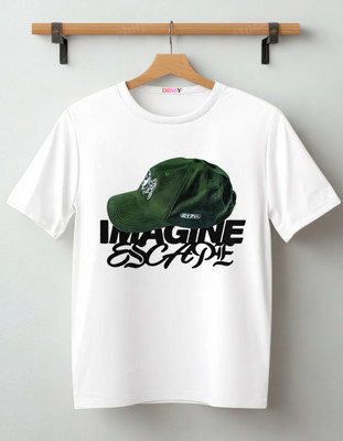 DIBBY Printed Men Round Neck White T-Shirt