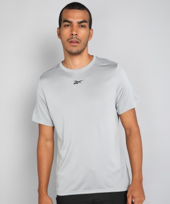 REEBOK Self Design Men Round Neck Grey T-Shirt