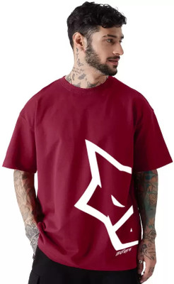 Leotude Printed Men Round Neck Maroon T-Shirt