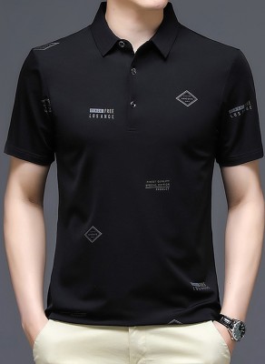 3BROS Colorblock Men Polo Neck Black T-Shirt