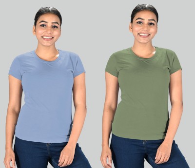 Lux Nitro Solid Women Round Neck Multicolor T-Shirt