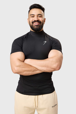 FuaarK Solid Men High Neck Black T-Shirt