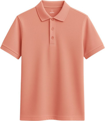 HypeDrip Solid Men Polo Neck Orange T-Shirt