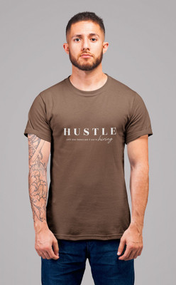 Stylewill Typography Men Round Neck Brown T-Shirt