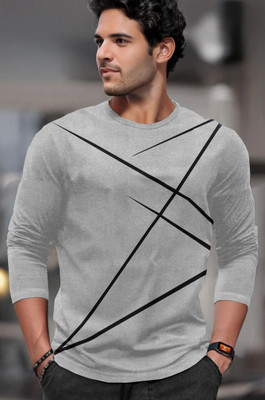 TRIPR Printed Men Round Neck Grey T-Shirt