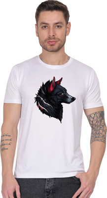 Skill IT Services Animal Print Men Round Neck White T-Shirt