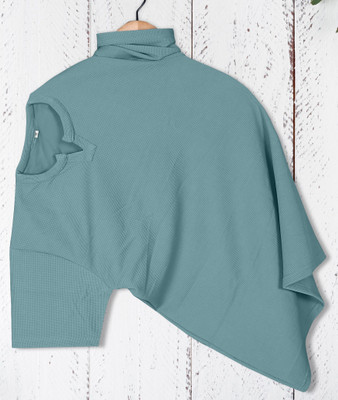 PRAIZY Self Design Men V Neck Blue T-Shirt