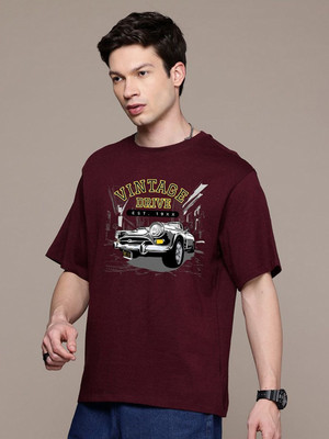 Moda Rapido Graphic Print Men Round Neck Maroon T-Shirt