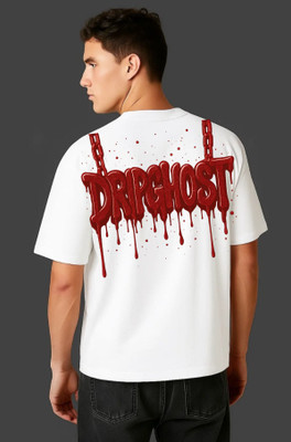 Dripghost Solid Men Round Neck White T-Shirt