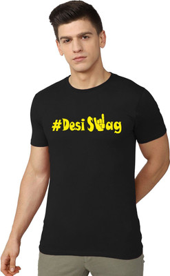 OrrganicChics Typography Men Round Neck Black T-Shirt