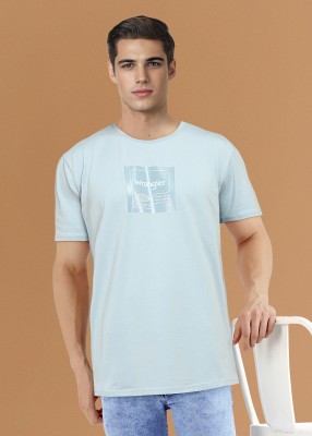 Wrangler Printed Men Round Neck Blue T-Shirt