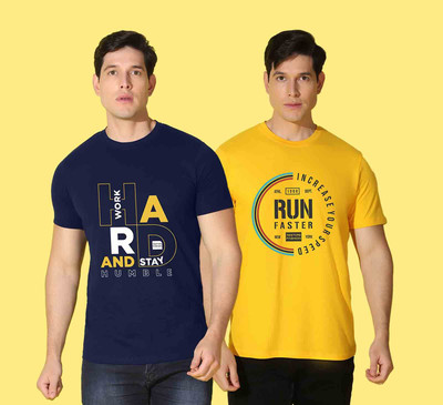 WOOSTRO Printed Men Round Neck Multicolor T-Shirt