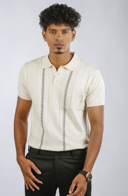 TITOO CLOTHING Solid Men Polo Neck White T-Shirt