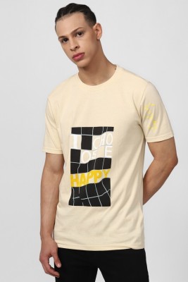 FOREVER 21 Printed, Typography Men Round Neck Beige T-Shirt