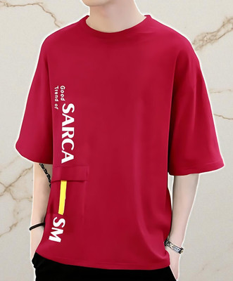 Autna Typography Men Round Neck Red T-Shirt