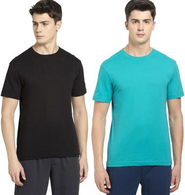 JOCKEY Solid Men Round Neck Black, Blue T-Shirt