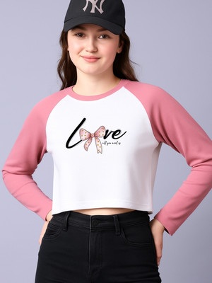SZN Printed, Colorblock Women Round Neck Pink, White T-Shirt
