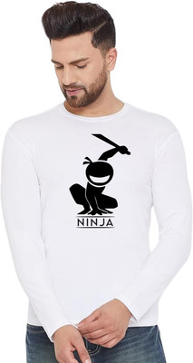 LV CARE Printed, Self Design Men Round Neck White T-Shirt