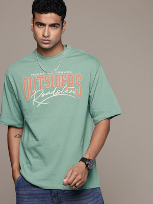 Roadster Printed Men Round Neck Green T-Shirt