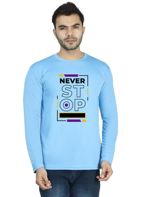 LV CARE Printed Men Round Neck Blue T-Shirt