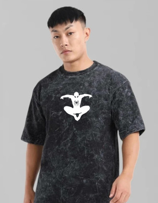 Hoffbuddy Graphic Print, Washed Men Crew Neck Black T-Shirt