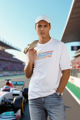 LOUIS PHILIPPE Graphic Print Men Crew Neck White T-Shirt