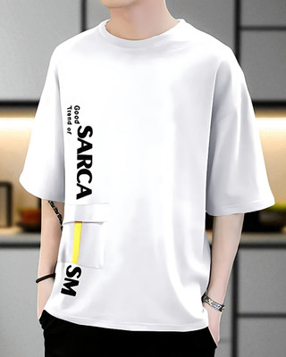 FASHIUM Printed Men Round Neck White T-Shirt