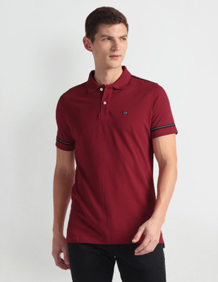 Arrow Sport Solid Men Polo Neck Red T-Shirt