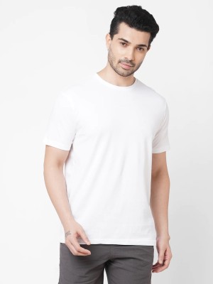 LIVAX COTTY Solid Men Round Neck White T-Shirt