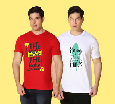 WOOSTRO Printed Men Round Neck Multicolor T-Shirt